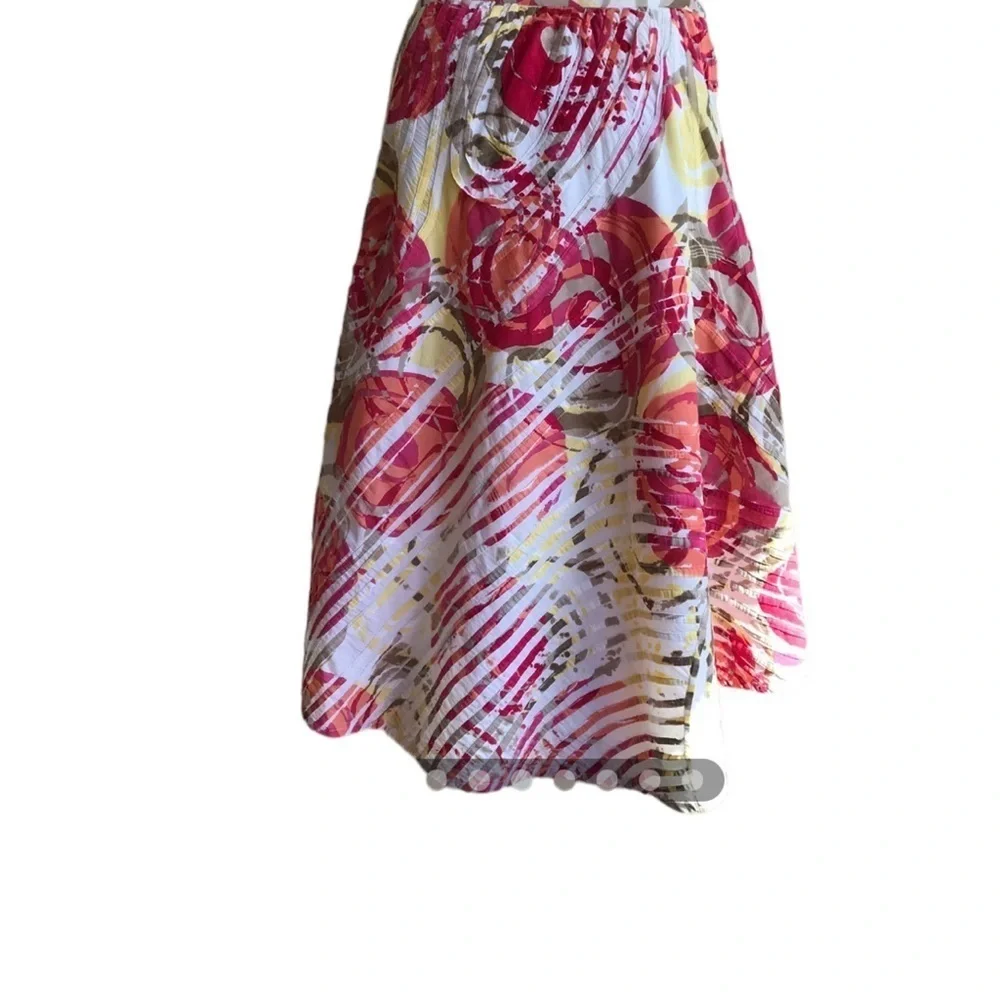 Chico’s Gorgeous Colorful Full Circle Skirt Lined 100% Cotton Size Small (4-6)
